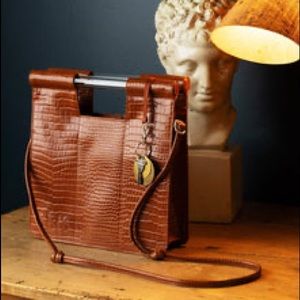 *SOLD* BÉIS The Crossbody in Cognac Croc - NWOT
